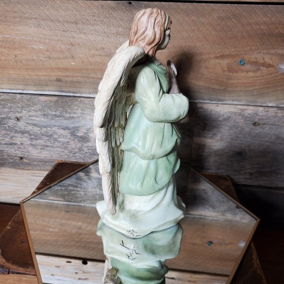 Angel Playing Mandolin Large Figurine - 9.25" tall - Hand Painted. - Picture 2 of 5